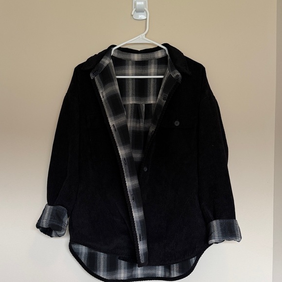 Nordstrom Jackets & Blazers - Men's Black Corduroy Jacket with Plaid Lining